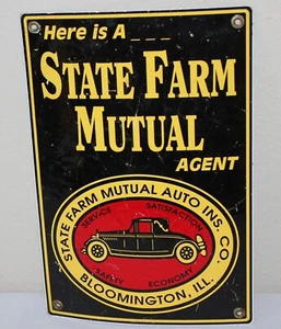 Vintage State Farm Mutual Auto Insurance Agent Double Sided Advertising Sign - Picture 1 of 9