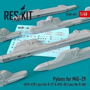 Pylons for MiG-29 (APU-470, APU-60) 1:48 ResKit RS48-0403 - Picture 1 of 3