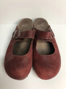 DANSKO Martina Leather Slip On Clogs Slides Mules Red Wine Burgundy 40 US 9.5-10 - Picture 1 of 10