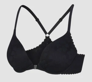Savage X Fenty Lavish Lace Front-Closure Push-Up Bra Black Size 36DDD NWT - Picture 1 of 4