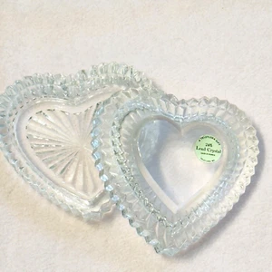Vintage Teleflora 24% Lead Crystal Heart Candy Dish Trinket Jewelry Box France - Picture 1 of 7