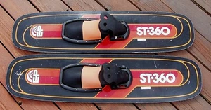 Vtg 80's EP ST-360 TRICK WATERSKIS Black Red ST360 Water Skis 41.5" x 10.5" - Picture 1 of 9