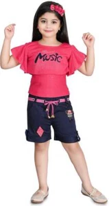 Girls Casual Top and Shorts Set - Picture 1 of 2