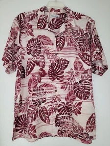 Tommy Bahama 100% Seide Hawaii Camp Hemd Herren XL Burgund-Rot Tropische Blätter - Bild 1 von 9