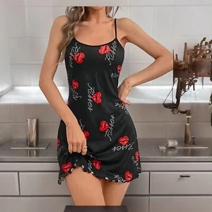 Damen Schlafanzug Pyjama Sexy läßig Nachtwäsche Kurz bequemes Atmungsaktiv Sling - Bild 1 von 14