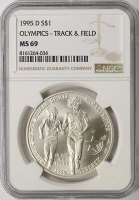 1995-D $1 Olympics Track & Field Commemorative Silver Dollar NGC MS69 - Image 1 of 2