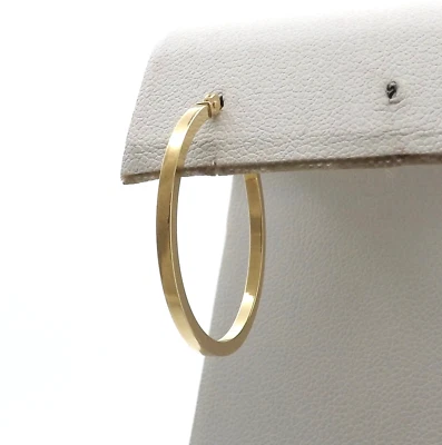 Brinco único de argola redonda de ouro 14k uma borda quadrada de substituição JCM - Imagem 1 de 4