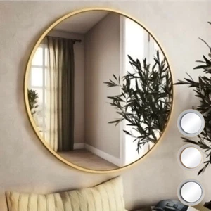 Large Round Wall Mounted Mirror Bathroom Bedroom Makeup Dressing Mirror Circle - Picture 1 of 12