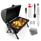 Portable Charcoal Grill Set of 9, HaSteeL Small Compact BBQ Grill, Mini Folding