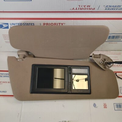 2000-2002 Ford Expedition Passenger Right Sun Visor Beige w/ Farenheit Screen - Image 1 of 4