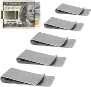 1pc Silver Stainless Steel Money Clip Metal Pocket Holder Wallet Credit Card - Picture 1 of 13