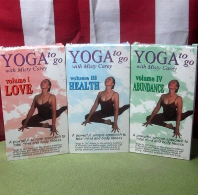 MISTY CAREY Yoga to Go 3-VHS fitness Health & Abundance 1992 Kundalini & Hatha  - Image 1 of 3