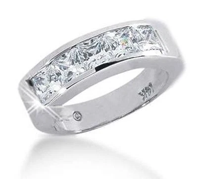 Anillo de platino con banda de diamantes talla princesa de 2,00 quilates para hombre certificado F SI1 GIA Foto 1 de 4