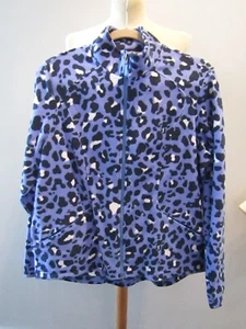 Women's M & S Collection Blue Leopard Fleece Zip Top Hoodie Jacket UK Size 18 - Picture 1 of 3