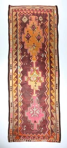 Handwoven Decorative Vintage Turkish Runner Kilim for floor. Trbal Hallway Kilim - Picture 1 of 12