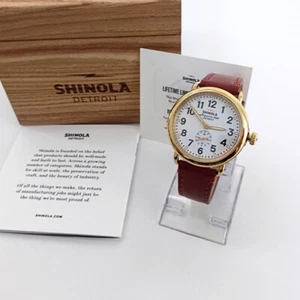 Shinola Runwell Gold Case With Brown Leather Strap Men & Women New Watch 47mm - Picture 1 of 7