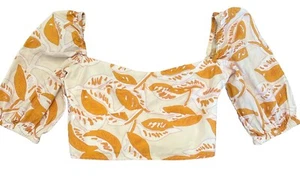 De Loretta Womens Top XS PUFF SLEEVE Orange Yellow - Picture 1 of 5