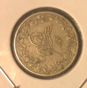 1902(AH 1293/28) Egypt 2/10 Qirsh Copper Nickel Coin -KM#290-Abdul Hamid II - Picture 1 of 4