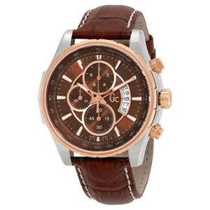 GC Guess Mens Technoclass Brown Leather strap Watch X81002G4S - Imagen 1 de 8