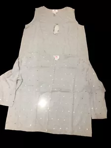 The Quaker Factory Gray Button Up Sweater W/tank Top Women’s 2XL Sequins - Picture 1 of 7