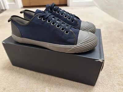 Armani Jeans Entrenador Zapatos Azul Marino Lona Goma Tenis Reino Unido 9.5 Giorgio EA AJ Foto 1 de 4