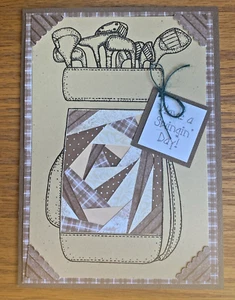 Father's Day Greeting Card - Handmade - Golf bag & clubs - Picture 1 of 3