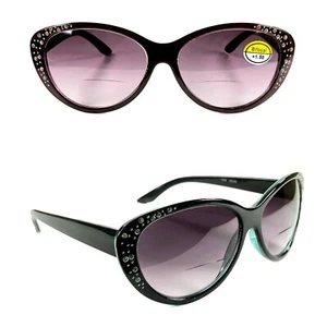 BIFOKAL SONNENBRILLE DAMEN STRASS Bifokal Lesegerät +1,00~2,50 AUSVERKAUFSPREIS - Bild 1 von 16