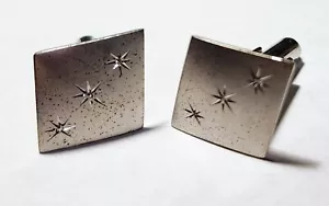 Vintage 50er Jahre Sterlingsilber Diamant Starburst Design Manschettenknöpfe - Bild 1 von 5