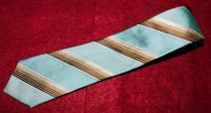 MARC JACOBS MADE IN ITALY BLUE/BROWN/YELLOW STRIPED SLIM TIE - DESIGNER TIES. - Picture 1 of 3