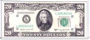 1950-C $20 Federal Reserve Note San Francisco #L32615210C - Picture 1 of 2