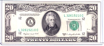 1950-C $20 Federal Reserve Note San Francisco #L32615210C - Image 1 of 2