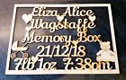 Personalised memory box topper baby weight date time laser cut wood
