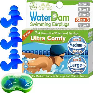 Swimming Ear Plugs Great Waterproof Ultra Comfy Earplugs Prevent Swimmer'S Ear ( - Picture 1 of 12