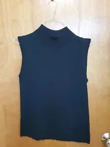 Coldwater Creek Sleeveless Turtleneck Top Silk Blend Black Ribbed Knit Size XL - Picture 1 of 3