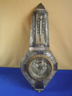 Ancien Baromètre Thermomètre mercure en Régule Art-Déco - Photo 1/4