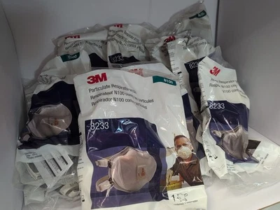 NEW 10- 3M 8233 N100 Particulate Respirator Protection Mask Exhalation Valve - Image 1 of 4