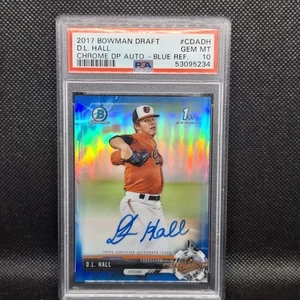 2017 Bowman Chrome Draft DL Hall Blue Refractor Auto #/150 PSA 10 Oriole Brewers - Bild 1 von 2