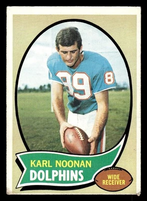1970 TOPPS KARL NOONAN 223 VG STAIN FOOTBALL MIAMI DOLPHINS - Image 1 of 2