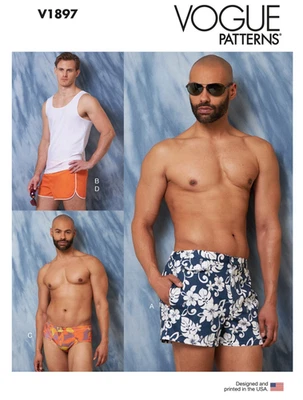 Vogue V1897 Sewing Pattern Men's Swimsuit Tank Top Size XN (XLG-XXXL) UNCUT - Image 1 of 4