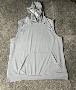 Nike Hyperdry Hoodie Mens Large Grey Black Swoosh Drifit Sleeveless Vest Jumper - Picture 1 of 13