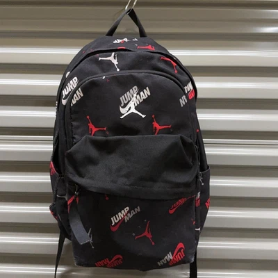 Jordan Nike Backpack Black Allover Print Laptop School Bag Jumpman Multi Pocket - Image 1 of 4