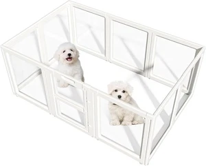 NEW! 10pcs Clear Acrylic Dog Playpen for Puppy, Rabbit, Cat & Dog, White, 23.6"H - Picture 1 of 15