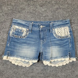 Miss Me Signature Shorts Lace Women's Jean Rhinestone Tag Sz 28 - Picture 1 of 9
