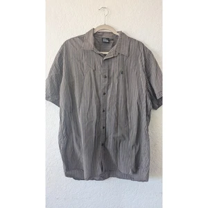 Volcom Mens Striped Short Sleeve Button Up Shirt Stony S Brown Large - Picture 1 of 6