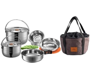 CAMPINGMOON 13PCS Camping Cookware Set Stainless Steel Outdoor Nesting Cookin... - Picture 1 of 8