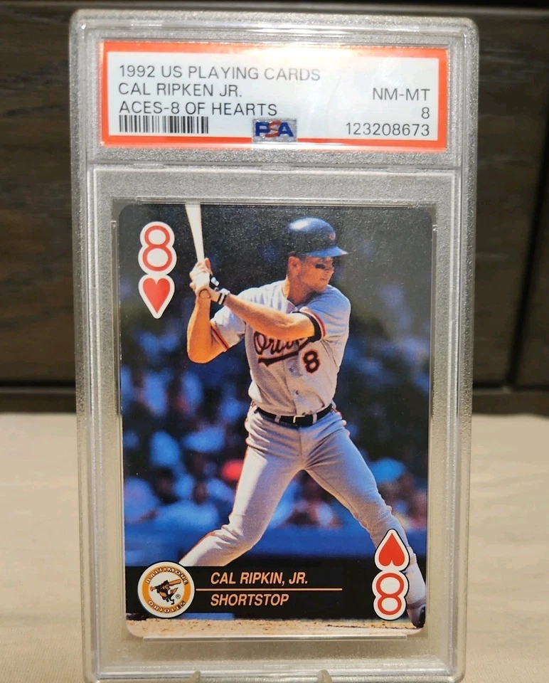 1992 U.S. Playing Cards Aces 8 Hearts Cal Ripken PSA 8 gem  - Image 1 of 3
