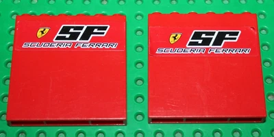 2 x Lego Racers FERRARI Red Brick 1x6x5 (sticker) ref 3754pb26 set 8144 (Rare) - Photo 1/2