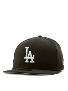 New Era 59Fifty Dodgers Los Angeles Fitted Hat - Black / White - Picture 1 of 4