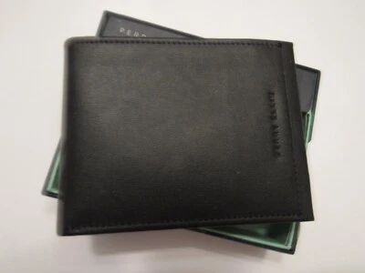 NWT Perry Ellis black  color leather bifold Removable ID slots wallet - Image 1 of 3