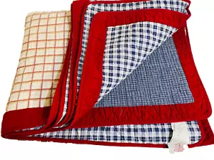 Lil Dickens Kids Madras Plaid Patchwork Quilt Reversible Cotton Twin 70 x 86 in - Picture 1 of 12